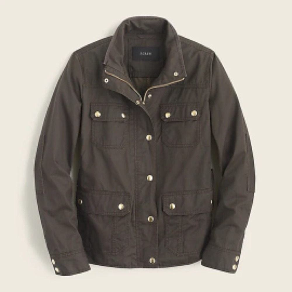 J Crew Downtown Field Waxed Cotton Military Inspired Jacket